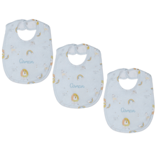 Load image into Gallery viewer, Personalised Organic Cotton Bib Pack of 3, Lion
