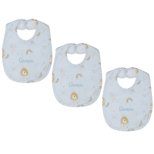 Personalised Organic Cotton Bib Pack of 3, Lion